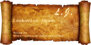 Leskovics János névjegykártya