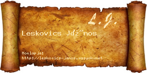 Leskovics János névjegykártya